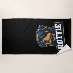 Rottie – Starkes Rottweiler Portrait Beach Towel