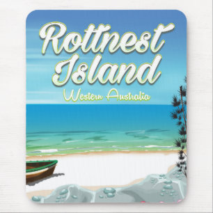 Rottnest Island Australia ocean travel poster Mouse Pad