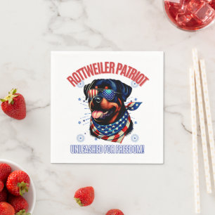 Rottweiler 4th of July American Flag Glasses Napkin