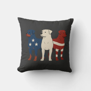 Rottweiler 4th of July Dog Lover Men USA Flag Cushion