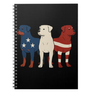 Rottweiler 4th of July Dog Lover Men USA Flag Notebook