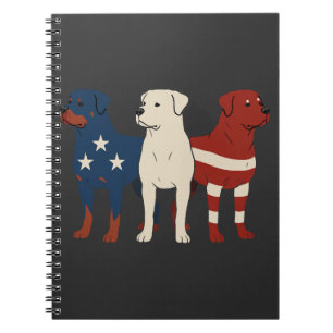 Rottweiler 4th of July Dog Lover Men USA Flag Notebook