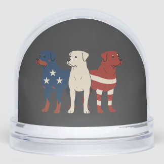 Rottweiler 4th of July Dog Lover Men USA Flag Snowglobe