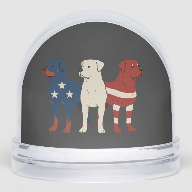 Rottweiler 4th of July Dog Lover Men USA Flag Snowglobe (Front)