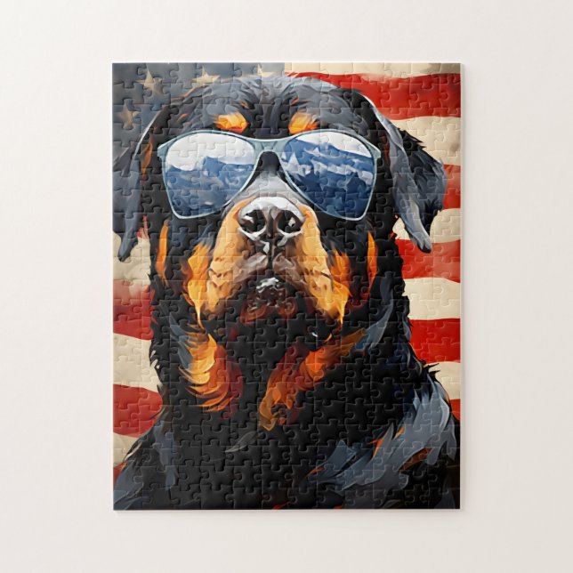 Rottweiler 4th of July Independence day Jigsaw Puzzle (Vertical)