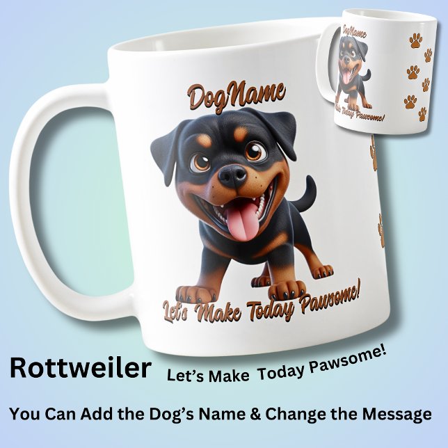 Rottweiler  - Add Dog's Name, Change Text Coffee Mug (Creator Uploaded)