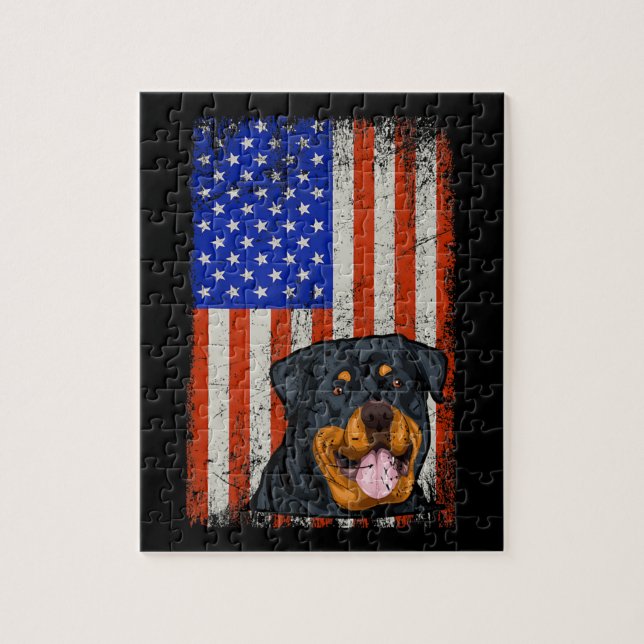 Rottweiler American Flag Rottweiler Jigsaw Puzzle (Vertical)