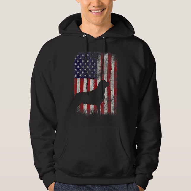 Rottweiler American Flag  Usa Patriotic Dog Hoodie (Front)