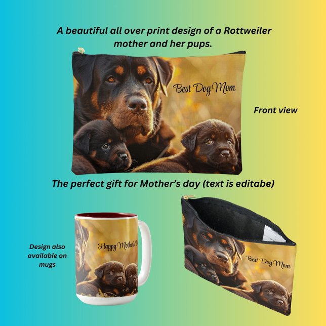 Rottweiler and puppies, Best Dog Mum  Accessory Pouch (Creator Uploaded)