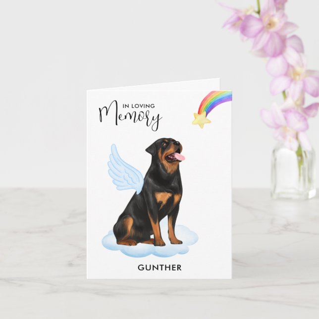 Rottweiler Angel Dog Memorial Pet Loss Sympathy Card (Orchid)
