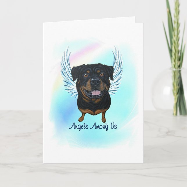 Rottweiler Angel Dog Pet Loss Sympathy Card (Front)