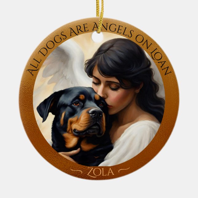 Rottweiler Angel Personalised Memorial Ceramic Ceramic Ornament (Front)
