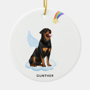 Rottweiler Angel Personalised Pet Dog Memorial Ceramic Ornament