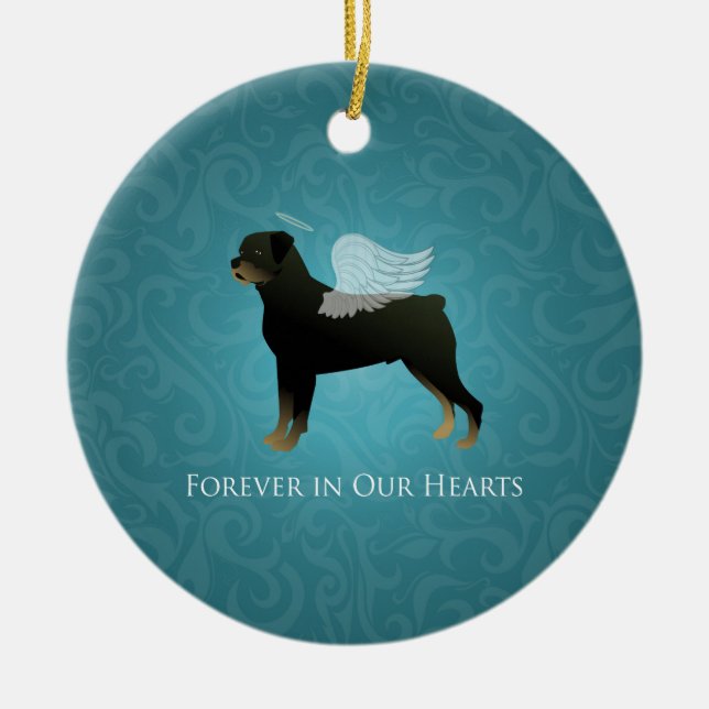 Rottweiler Angel - Pet Memorial Design Ceramic Ornament (Front)