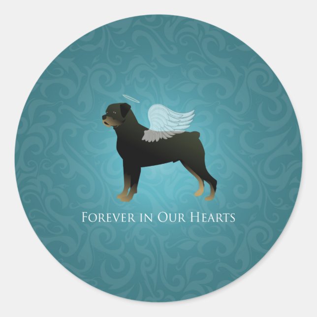 Rottweiler Angel - Pet Memorial Design Classic Round Sticker (Front)