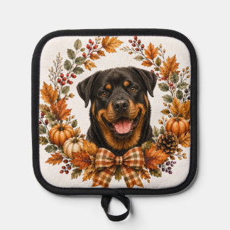 Rottweiler Autumn Wreath Pot Holder