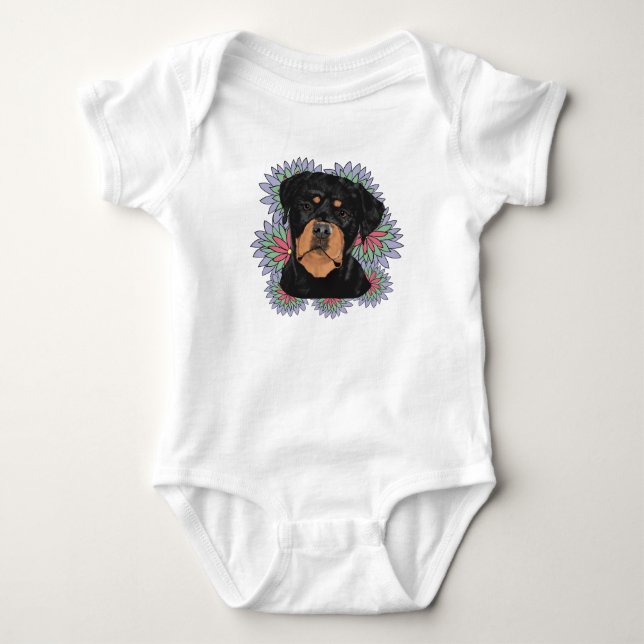 Rottweiler baby bodysuit (Front)