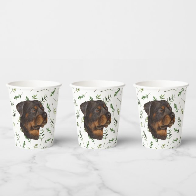 Rottweiler Baby Shower Watercolor Theme Paper Cups (Multi)