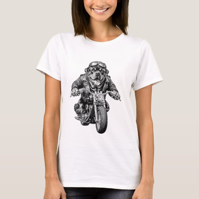 Rottweiler Biker Dog T-Shirt (Front)