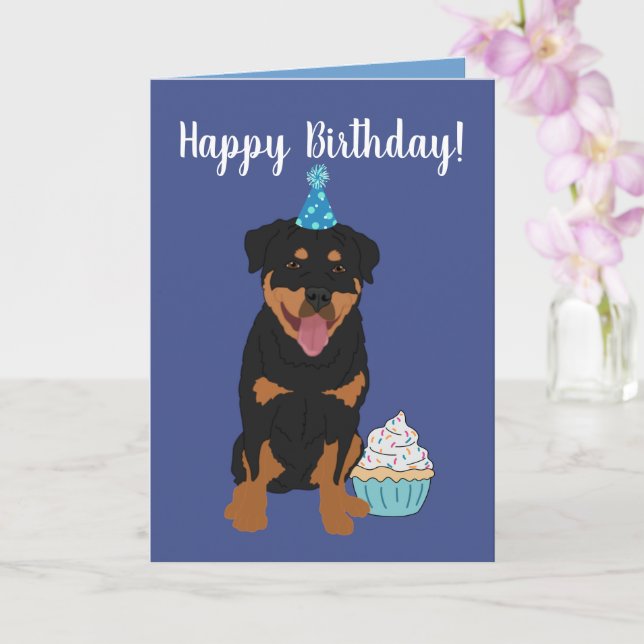 Rottweiler Birthday Card (Orchid)