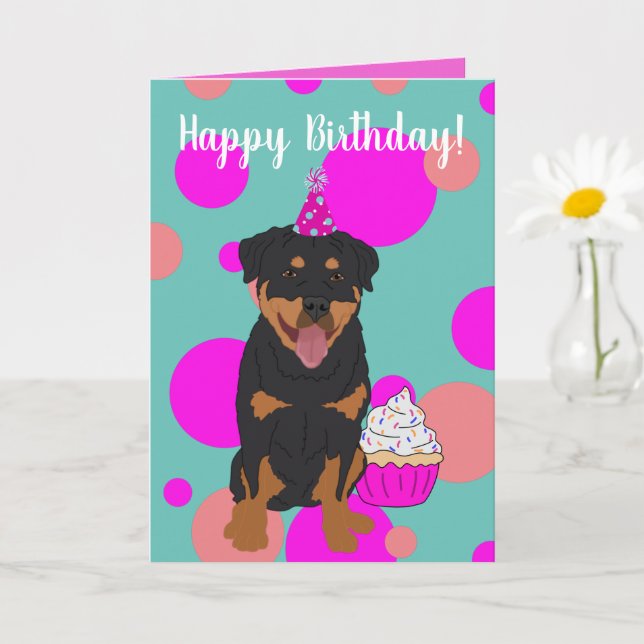 Rottweiler Birthday  Card (Small Plant)
