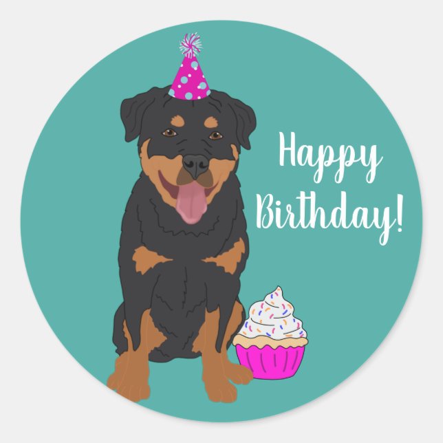 Rottweiler Birthday Classic Round Sticker (Front)