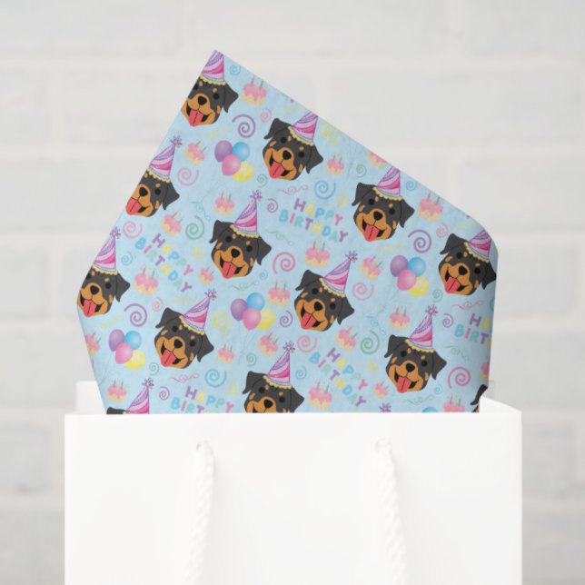 Rottweiler Birthday Tissue Paper in Blue (Gift Bag)