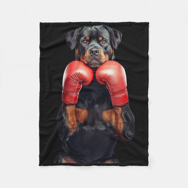 Rottweiler Boxing  Fleece Blanket (Front)
