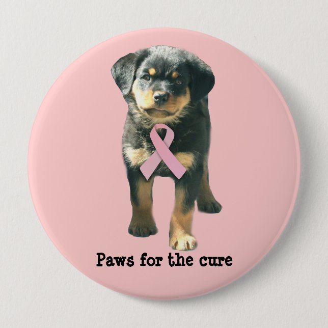 Rottweiler  Breast Cancer Button (Front)