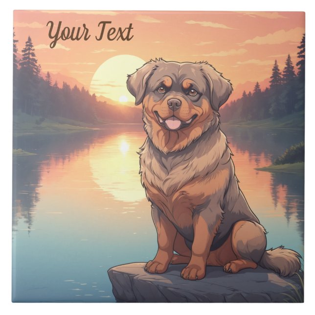 Rottweiler by Lake Ceramic Tile (Front)