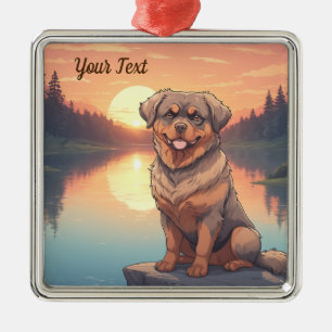 Rottweiler by Lake Metal Ornament