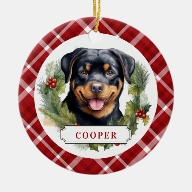 Rottweiler Ceramic Circle Ornament (Front)