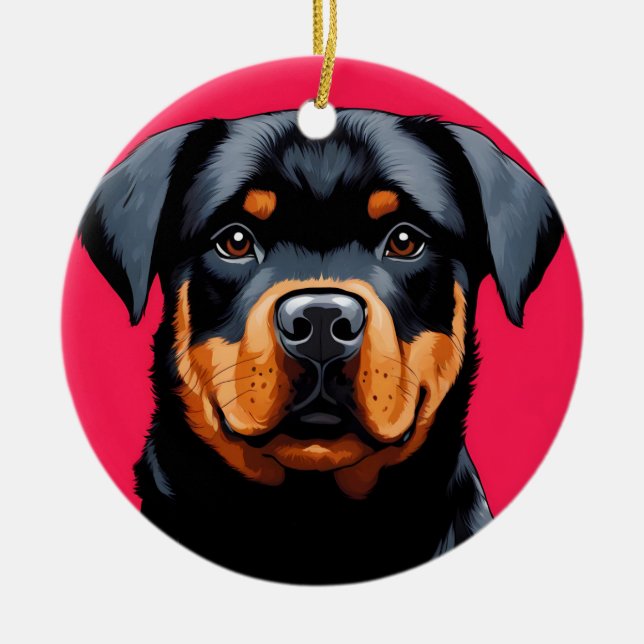Rottweiler Ceramic Ornament (Front)