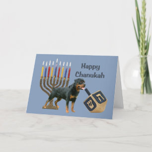 Rottweiler Chanukah Card Menorah Dreidel
