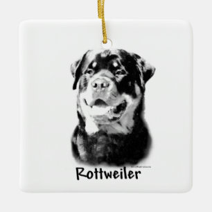 Rottweiler Charcoal Keychain Ceramic Ornament