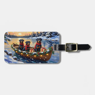Rottweiler Christmas Boat Holiday Luggage Tag