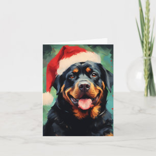 Rottweiler Christmas brush painting artwork Card