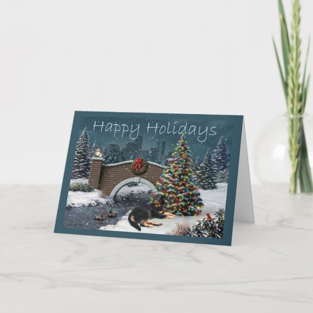 Rottweiler Christmas Card Evening (Front)