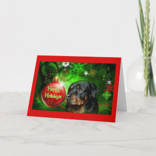 Rottweiler Christmas Card Happy Holidays Ball