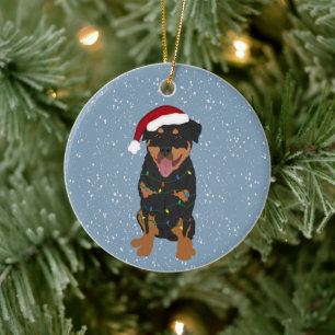Rottweiler Christmas Ceramic Ornament