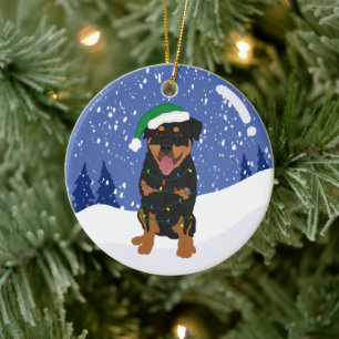Rottweiler Christmas  Ceramic Ornament