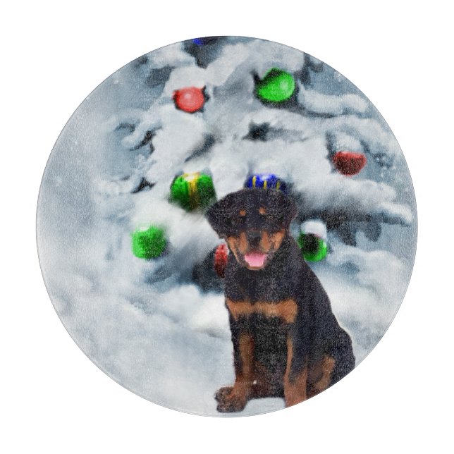 Rottweiler Christmas Cutting Board (Front)