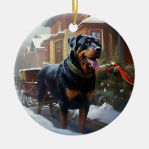 Rottweiler Christmas Festive Season Ceramic Ornament