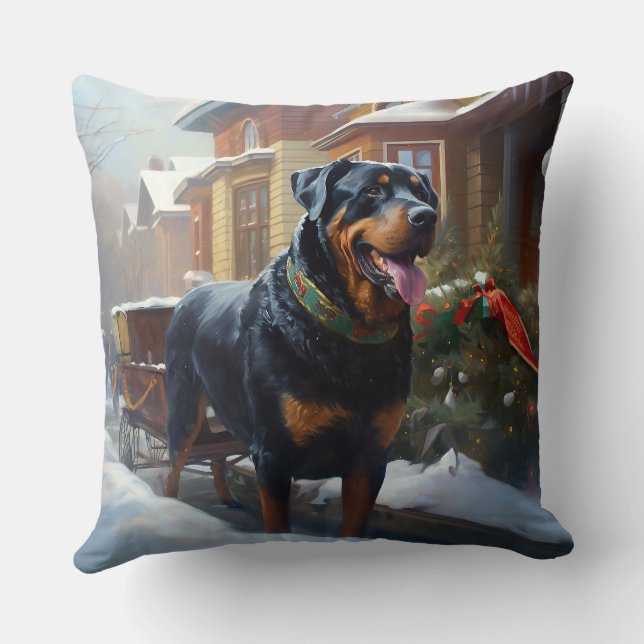 Rottweiler Christmas Festive Season Cushion (Back)