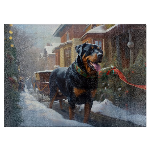 Rottweiler Christmas Festive Season Cutting Board (Front)
