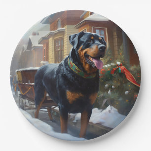 Rottweiler Christmas Festive Season Paper Plate
