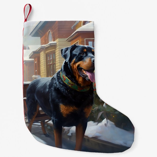 Rottweiler Christmas Festive Season Small Christmas Stocking (Front)