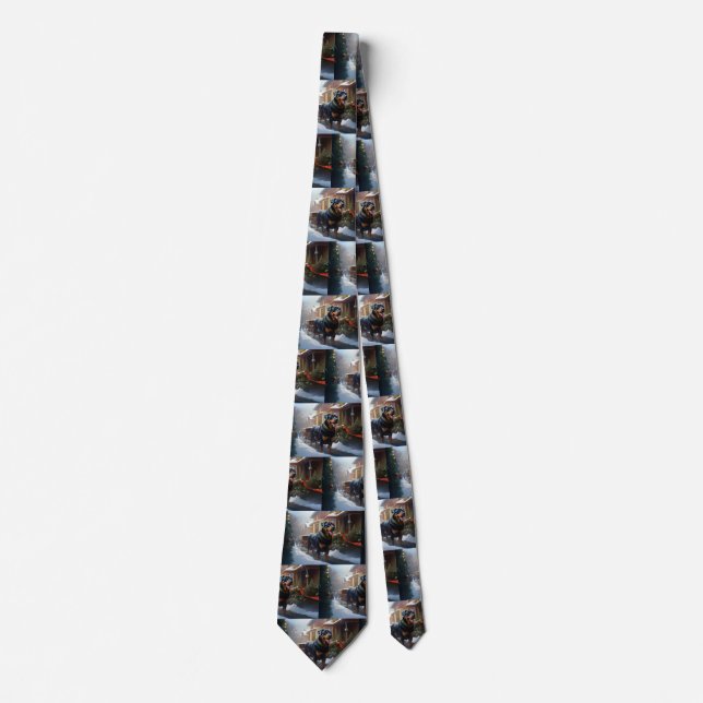 Rottweiler Christmas Festive Season Tie (Front)