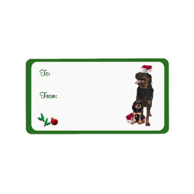 Rottweiler Christmas Gift Tag Stickers (Front)