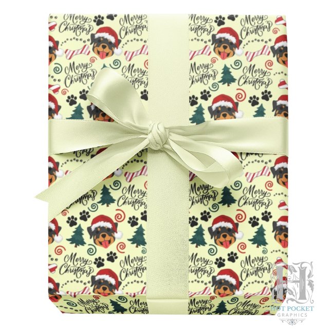 Rottweiler Christmas Gift Wrapping Paper - Yellow (Creator Uploaded)